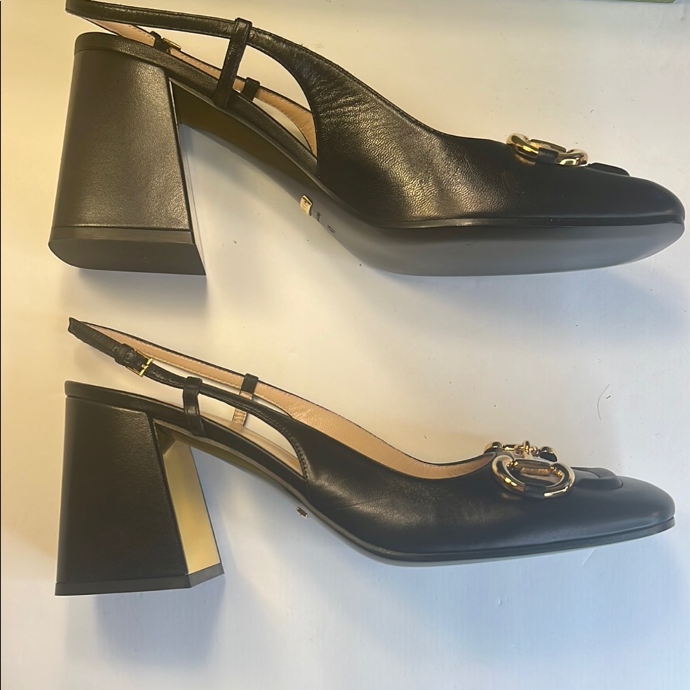 NWT Gucci Horsebit Slingback Pump Leather Heels in Black Women's Shoes Size 41 - Picture 13 of 16